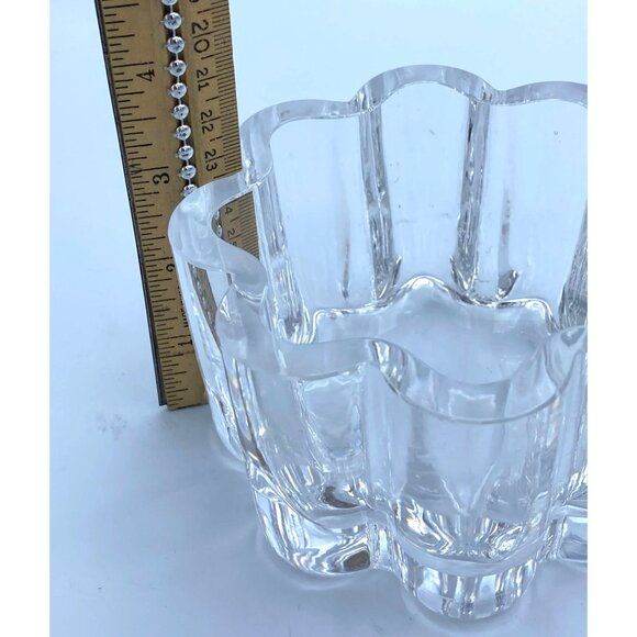 Orrefors Signed /Numbered Crystal Scalloped Flower Swedish Clear Bowl, Candy Dis - Picture 3 of 6